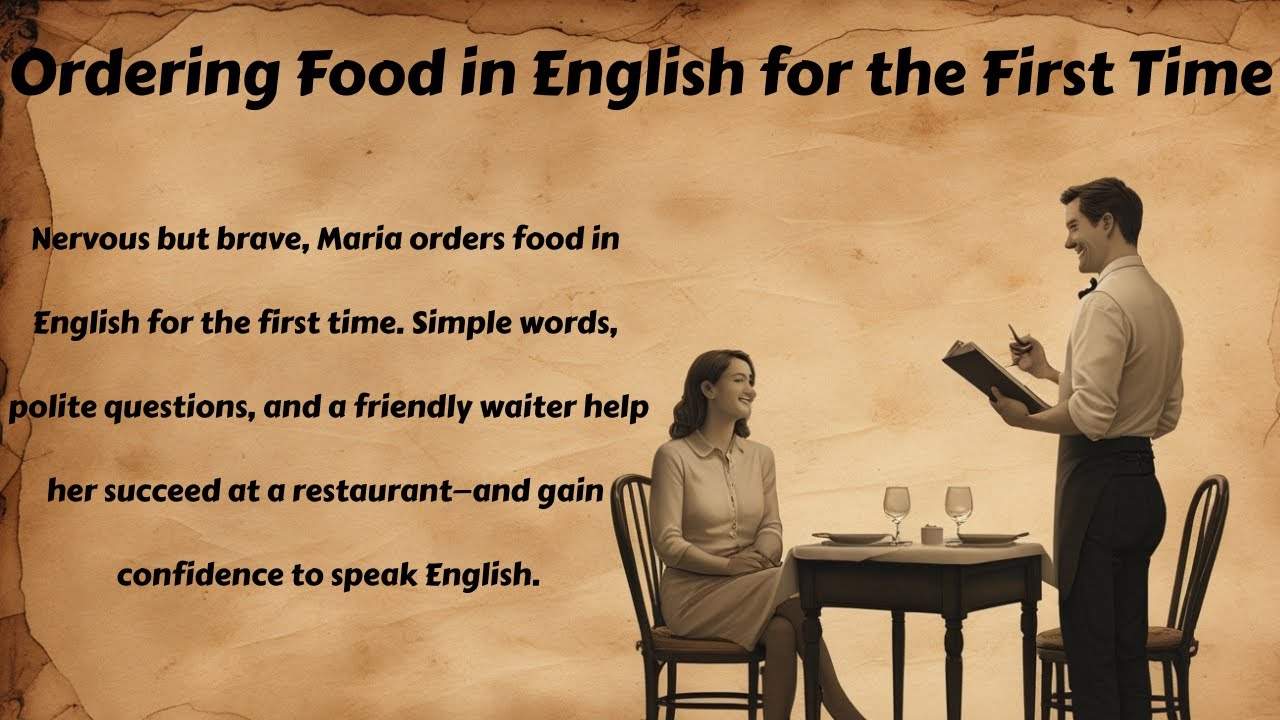 Ordering Food in English for the First Time | Easy Restaurant English Story