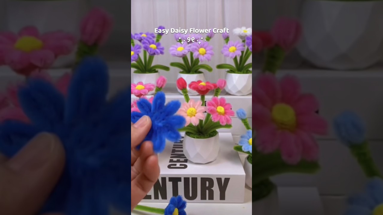 how to make pipe cleaner flowers daisy | fuzzy wire flowers tutorial #diytutorial #handmadecraft