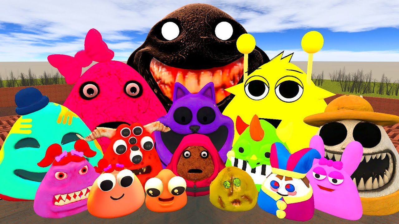 🧩SPARTAN KICKING POU BOU FAMILY FROM BOU'S REVENGE Of POU and SPRUNKI POU in BIG MAZE Gmod!!!