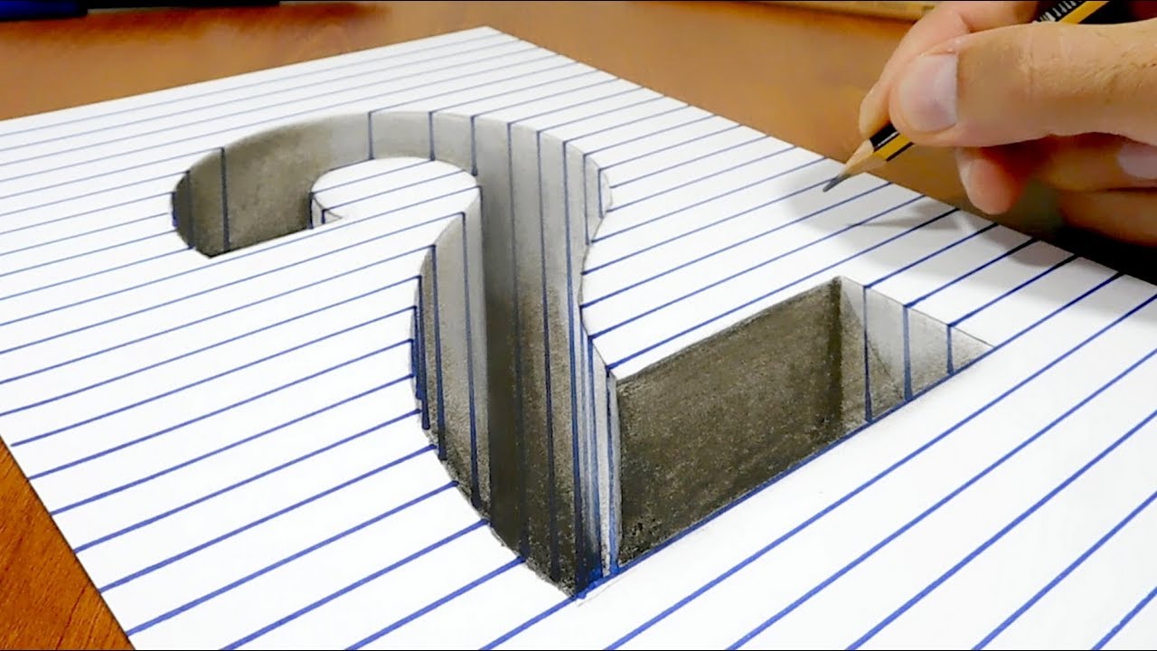 Draw a number 2 on Line Paper   3D Trick Art