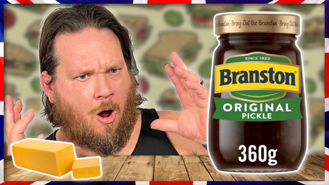 Americans Try BRITISH Ploughmans Sandwich With Branston Pickle!