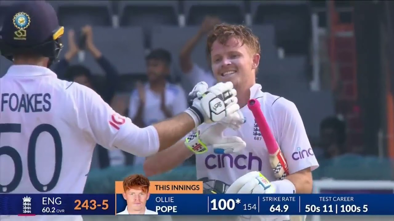 Ollie Pope 196(278) vs India | ENG vs IND 2024 1st Test at Hyderabad 