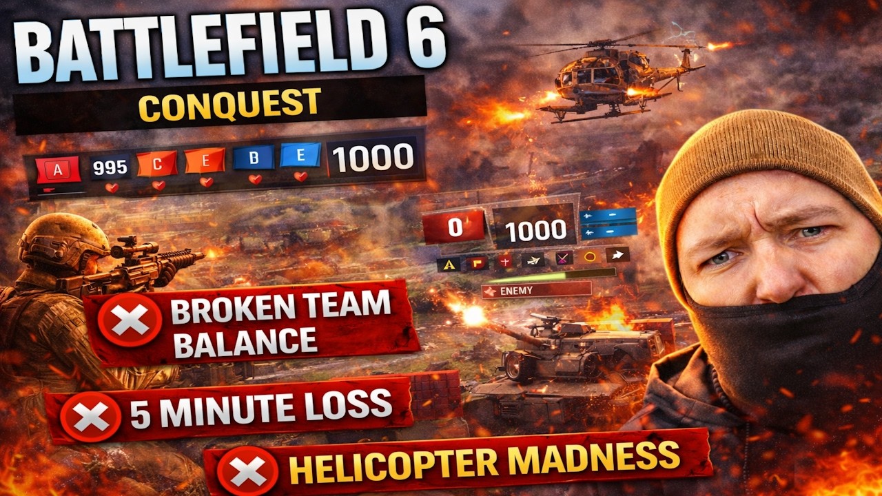 Battlefield 6 Conquest – Broken Team Balance, 5 Minute Loss & Helicopter Madness