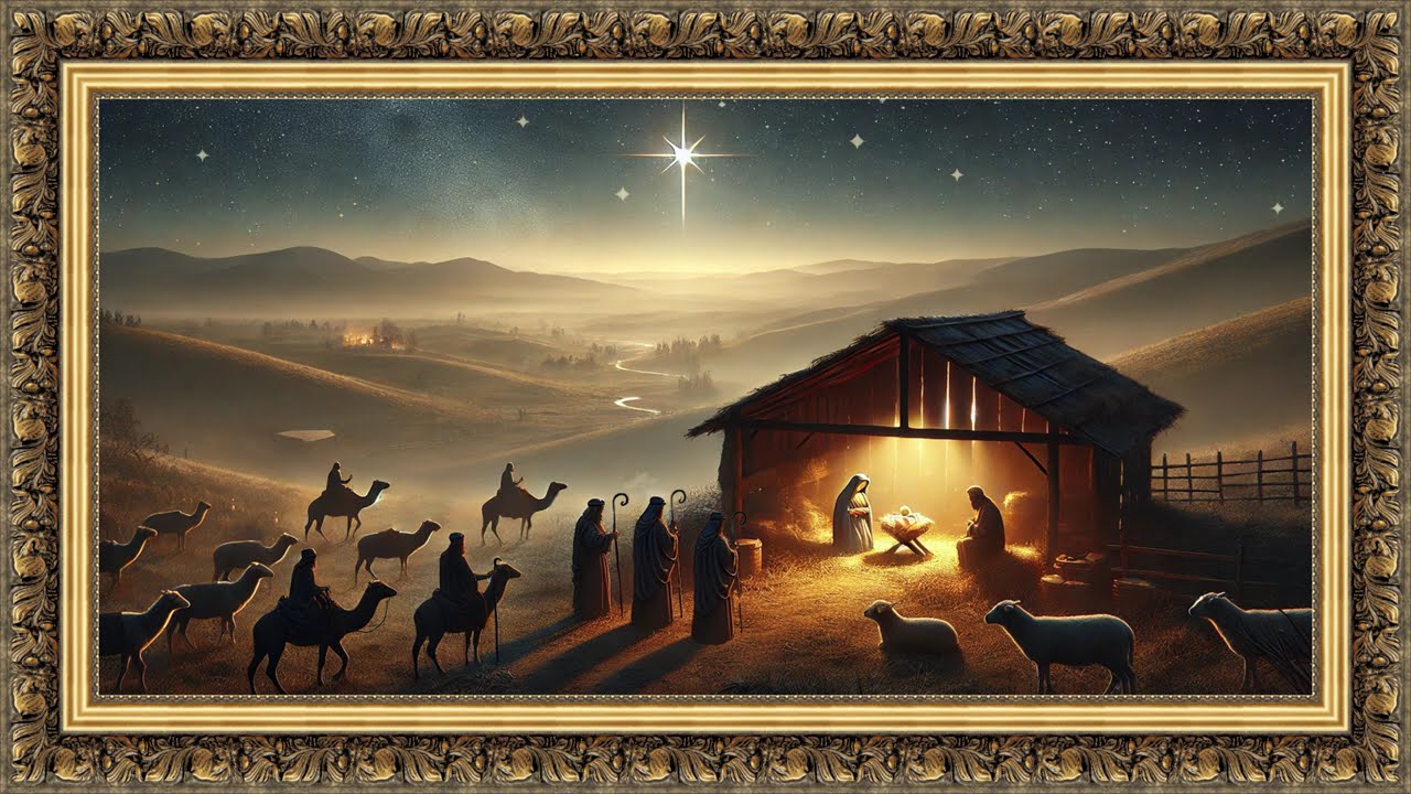 Nativity Manger Scene TV Frame Art | Relaxing Christmas Piano Music | Ambiance 4K