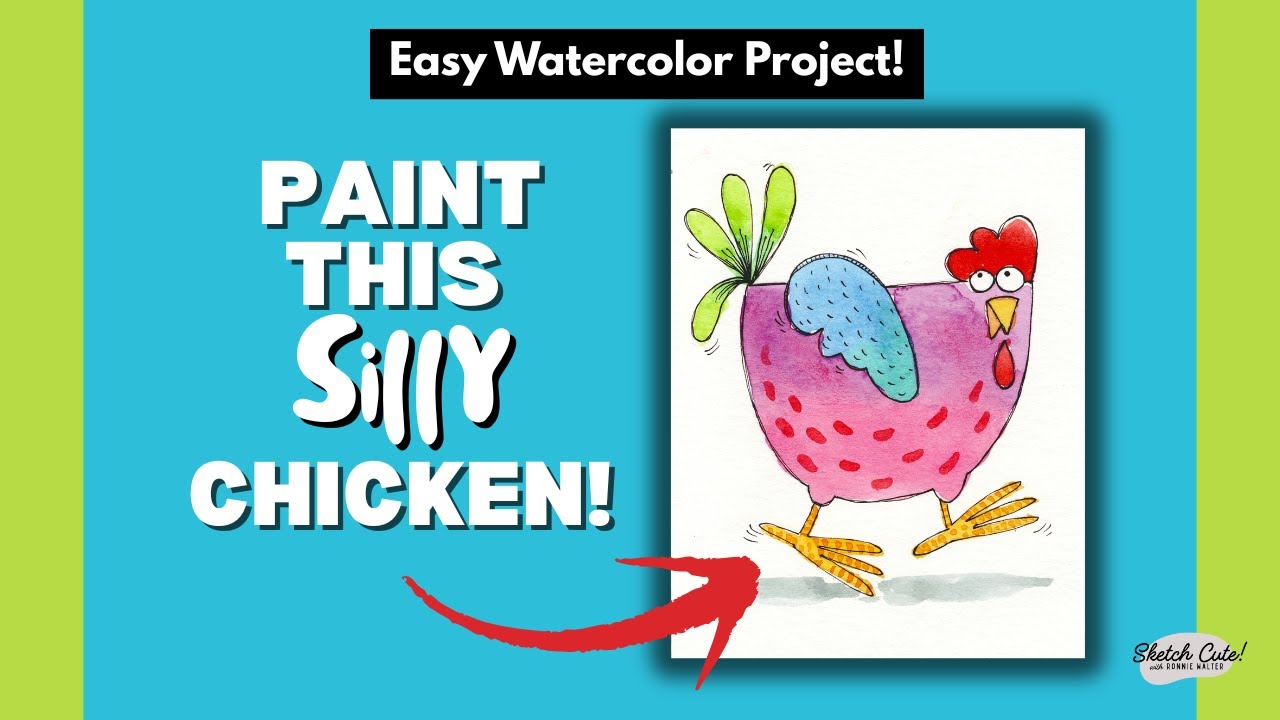 Funny Chicken Watercolor & Line Art Tutorial for Beginners