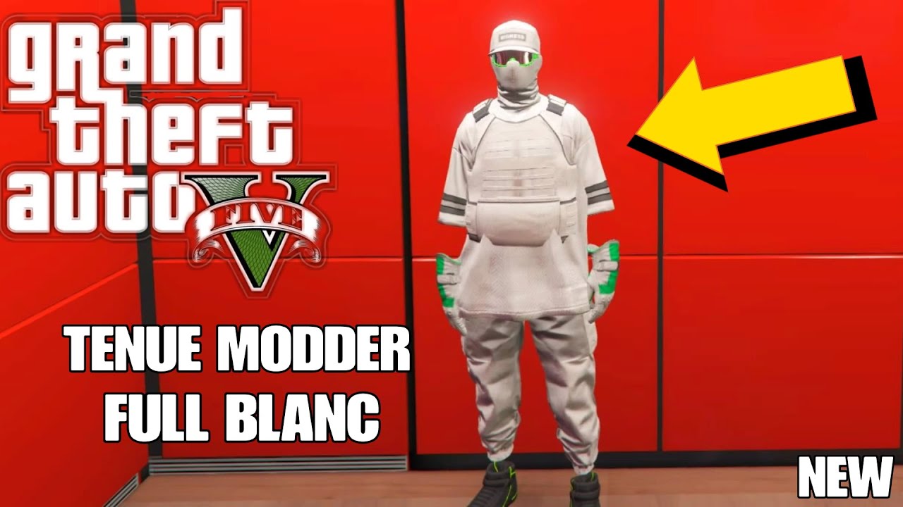 AVOIR UNE TENUE MODDER FULL BLANCHE + GANTS DE COURSES SUR GTA 5 ONLINE | 1.48 | PS4/XBOX/PC |