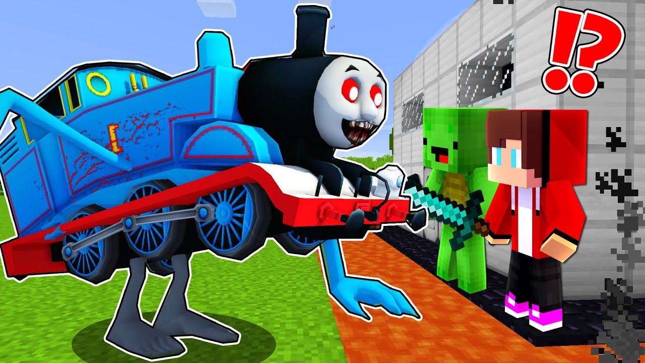 THOMAS TAPES TRAIN против самого безопасного дома — геймплей Minecraft от Mikey и JJ (пародия на ...