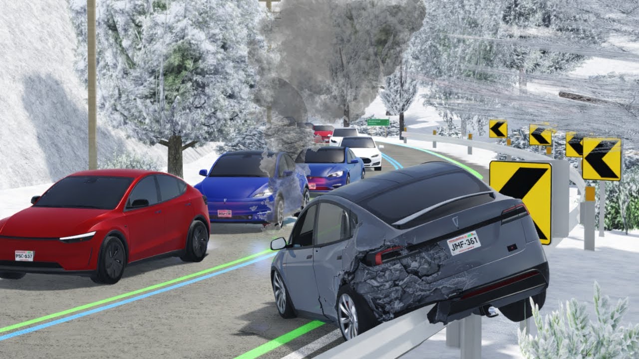 *НОВИНКА* Тест-драйв автопилота Tesla в Гринвилле, Висконсин. Аварии в Roblox.