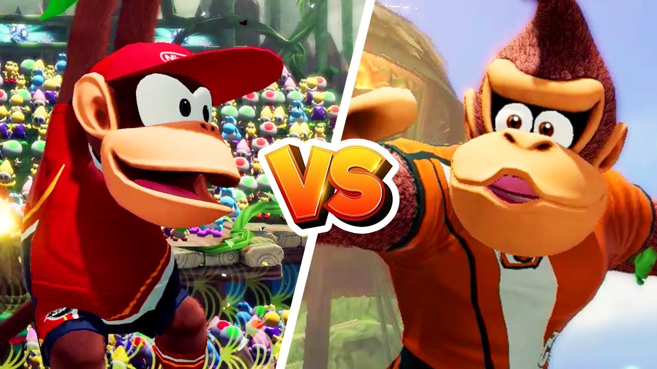 Mario Strikers Battle League - Diddy Kong Vs Donkey Kong (New Update) - Team Small Vs Team Big