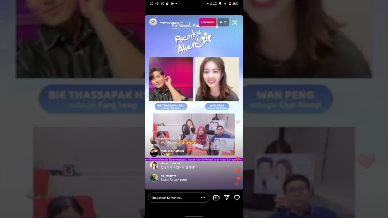 Virtual Fan Meeting Bie Thassapak Hsu & Wan Peng (My Girlfriend Is An Alien S2) @BIEXUZHIXIAN
