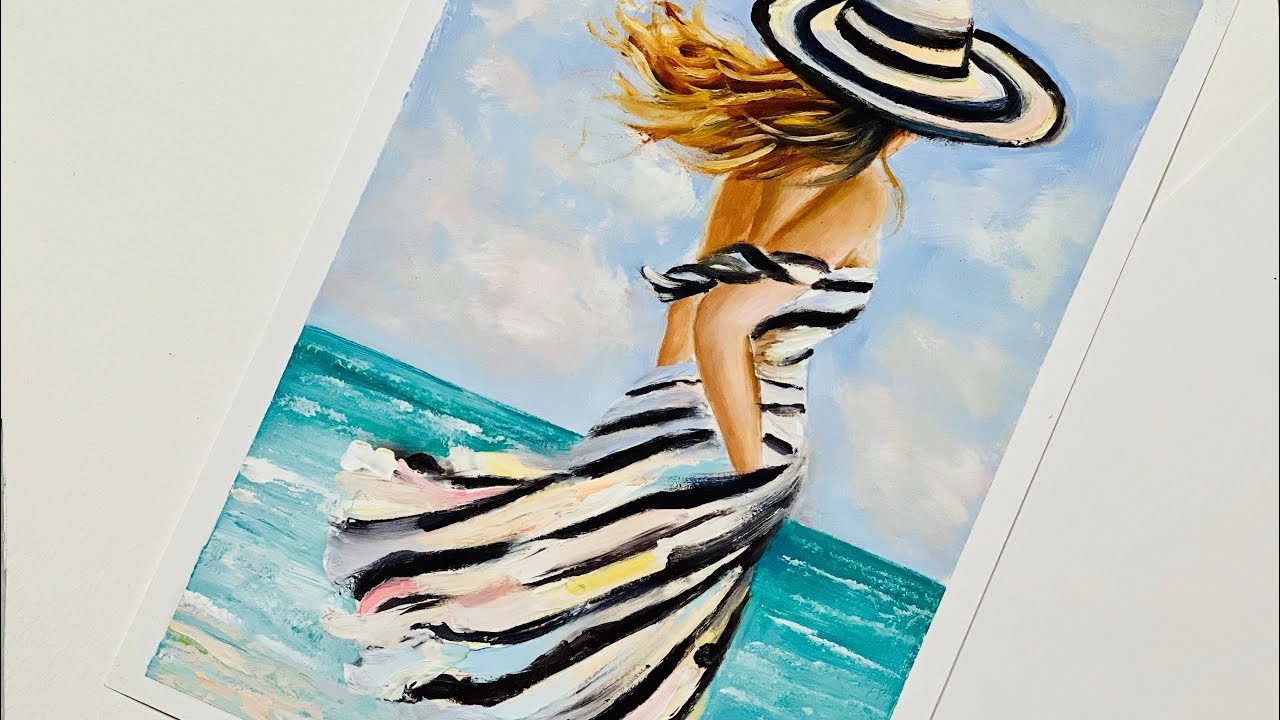 How to paint a girl on the beach | oil painting tutorial #painting #youtubevideos