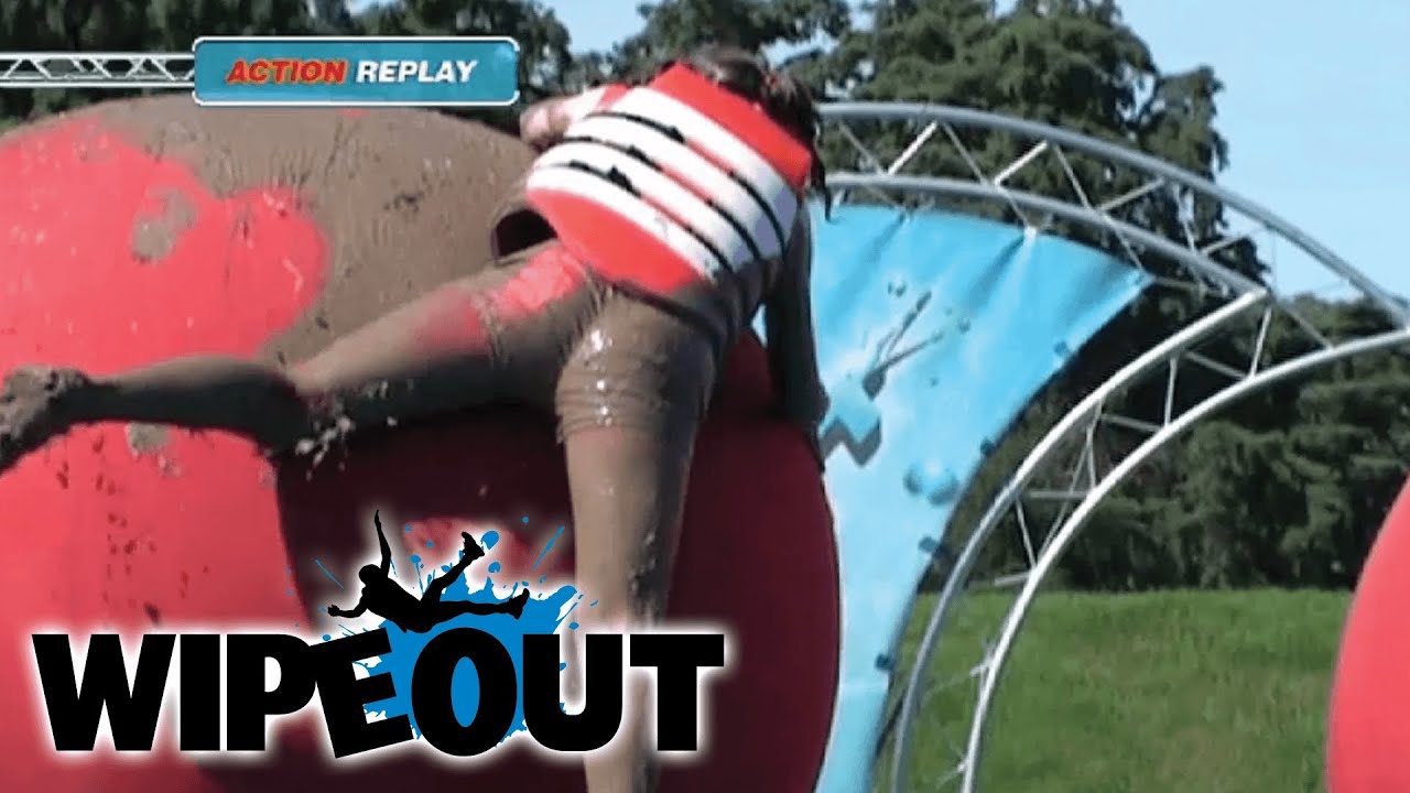 Annoying British Girl Takes an Unwanted Mud Bath | Wipeout HD