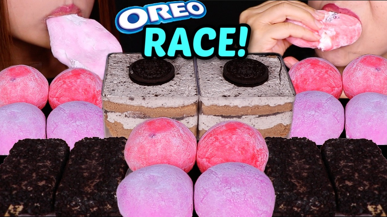 ASMR OREO DESSERT RACE! OREO SCOOP CAKE, BIG CREAM MOCHI, CHOCOLATE CRUNCH ICE CREAM 먹방