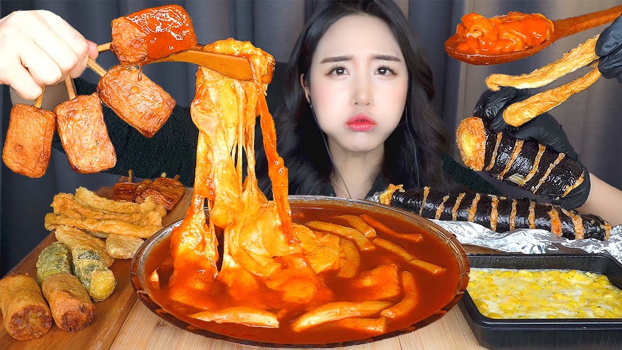 SUB) ASMR Корейская острая еда Сыр Ттеокбокки Мукбанг MukbangㅣKorean Spicy TteokbokkiㅣEating Show
