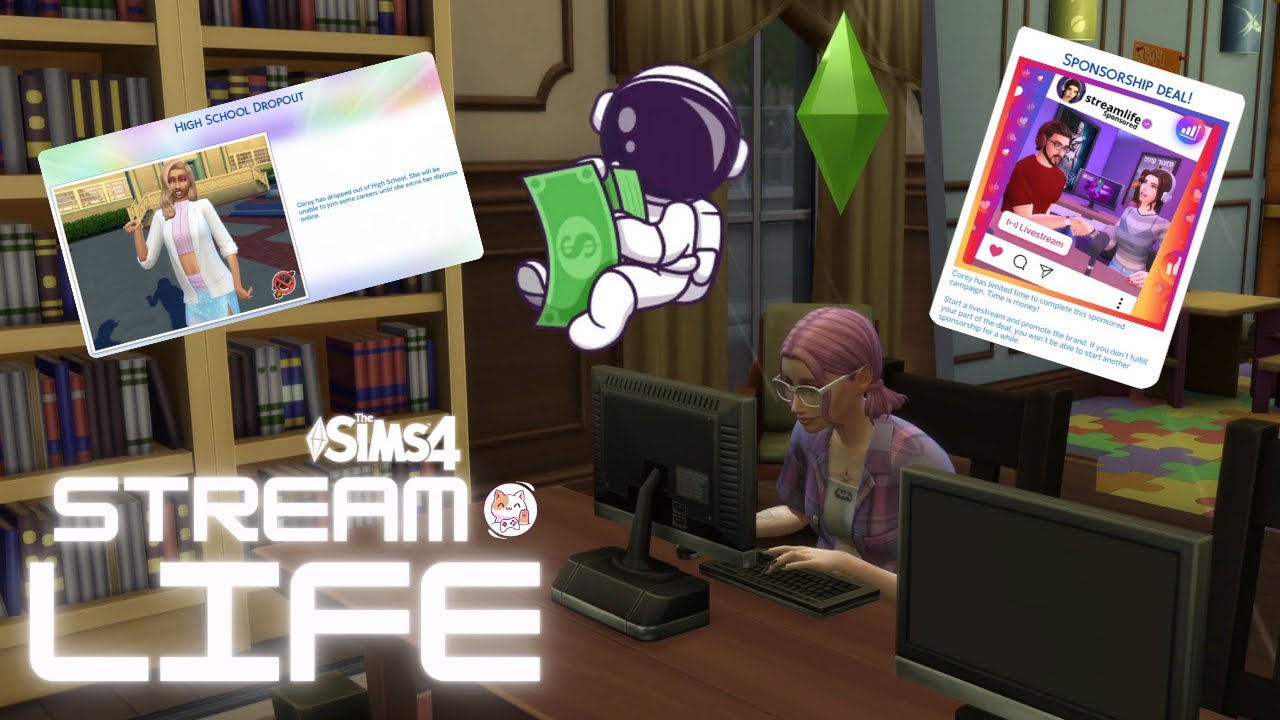 THE SIMS 4 - STREAMLIFE MOD - can my runaway teen become a PRO VIDEO GAME STREAMER and get RICH?!