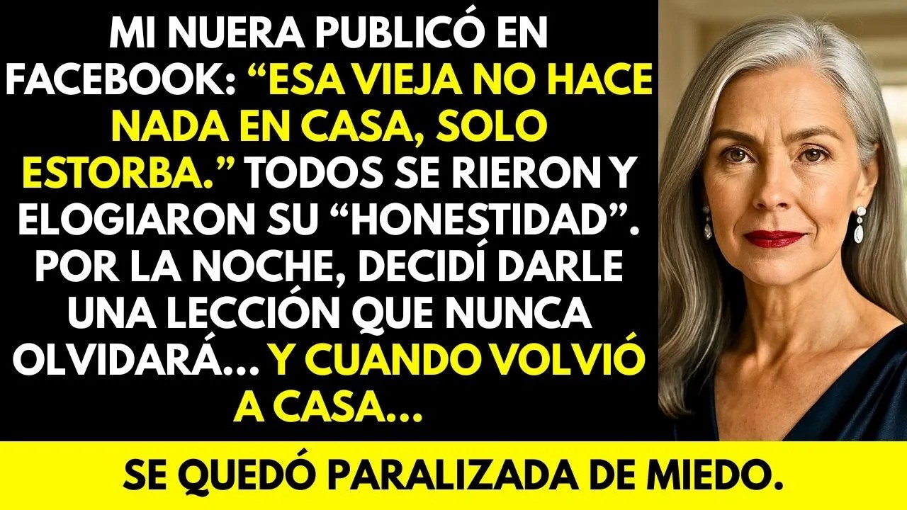 Mi Nuera publicó en Facebook “Esa vieja no hace nada en casa” Cuando volvió, se quedó paralizada