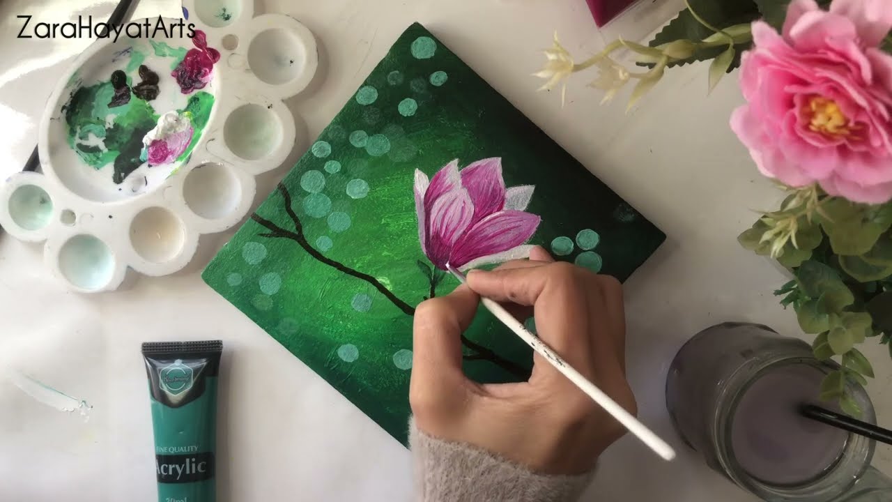 Acrylic Painting of flower | Easy Painting step by step | Acrylic Painting