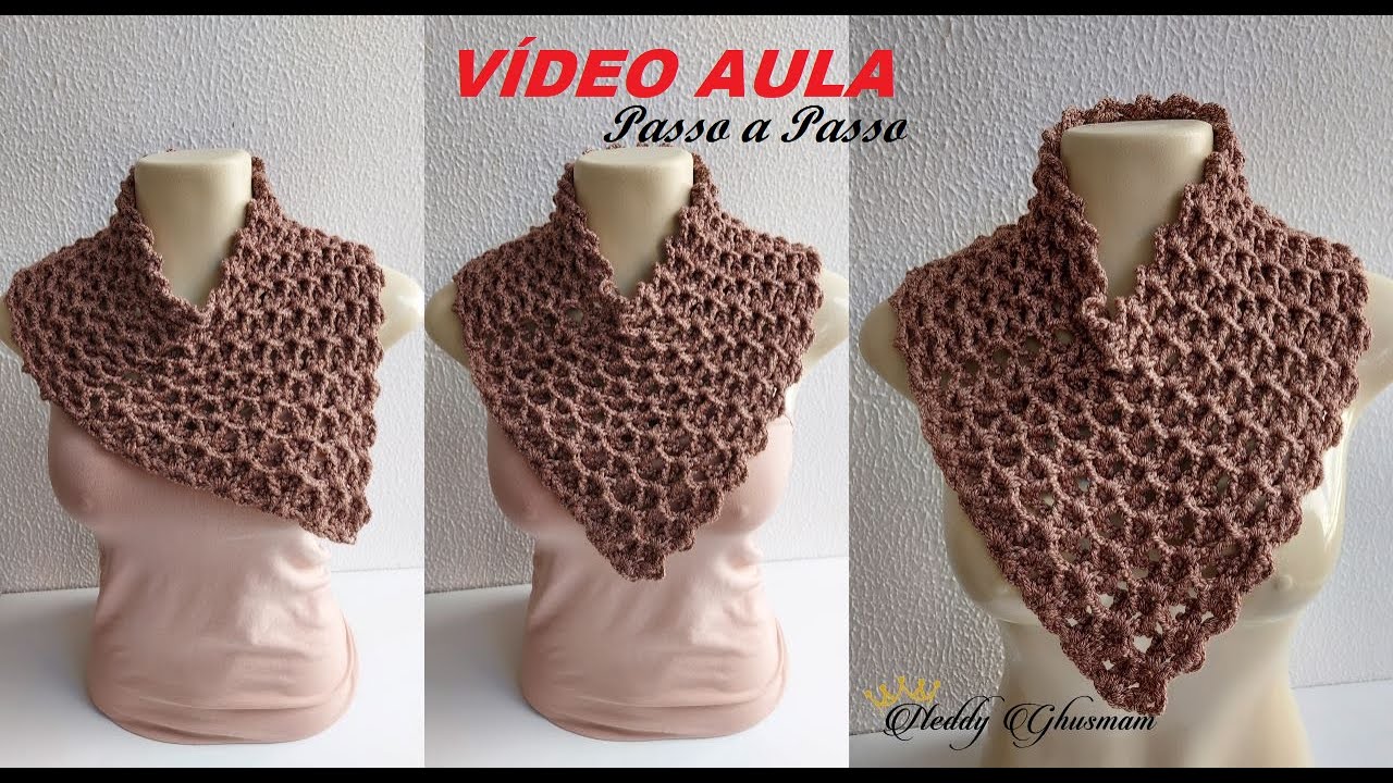 Gola de Crochê 3D Passo a Passo Prof Neddy Ghusmam