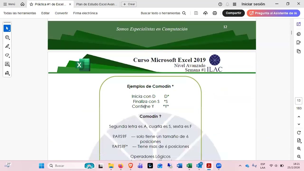 Lección #01 Excel Avanzado Profesor Carlos Feb 25