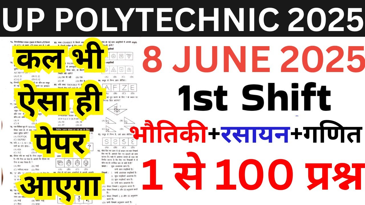up polytechnic entrance exam 8 june 2025 analysis | Jeecup 8 june paper | Polytechnic ka paper 2025