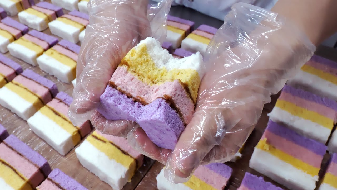 Красочный медовый рисовый пирог Радуга, корейские традиционные блюда | Корейская уличная еда