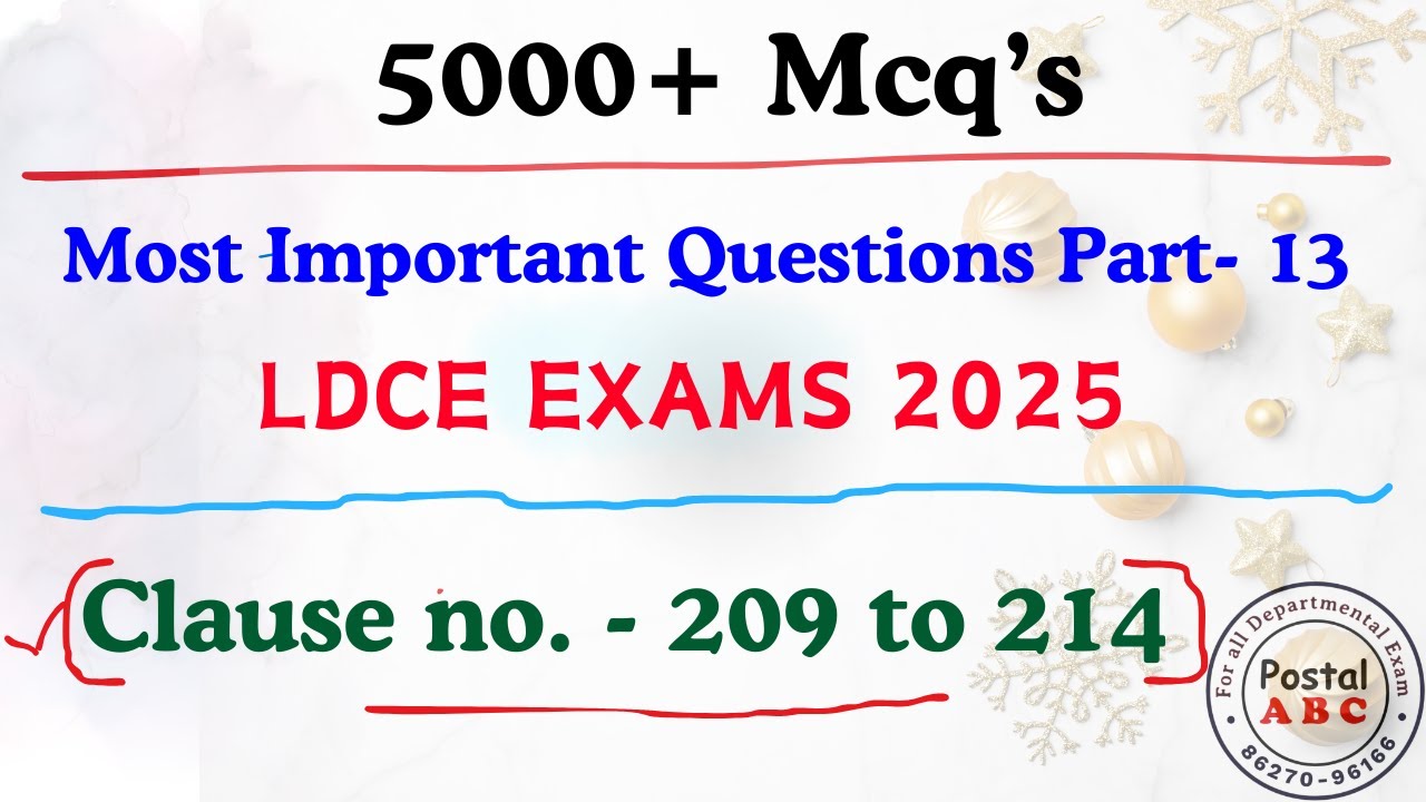 Most Important Question Part - 13 || Clause no. 209 - 214 ||