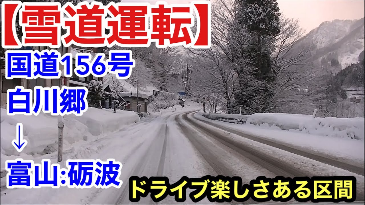 【雪道運転】夜には大雪に。久しぶりのこの区間運転！国道156号白川郷→砺波20250129