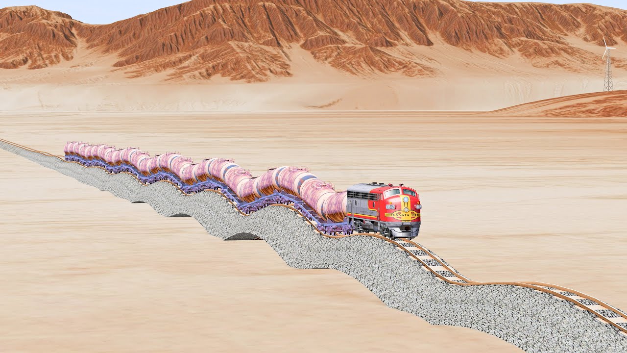 Uneven Rail Tracks vs Trains - Beamng Drive