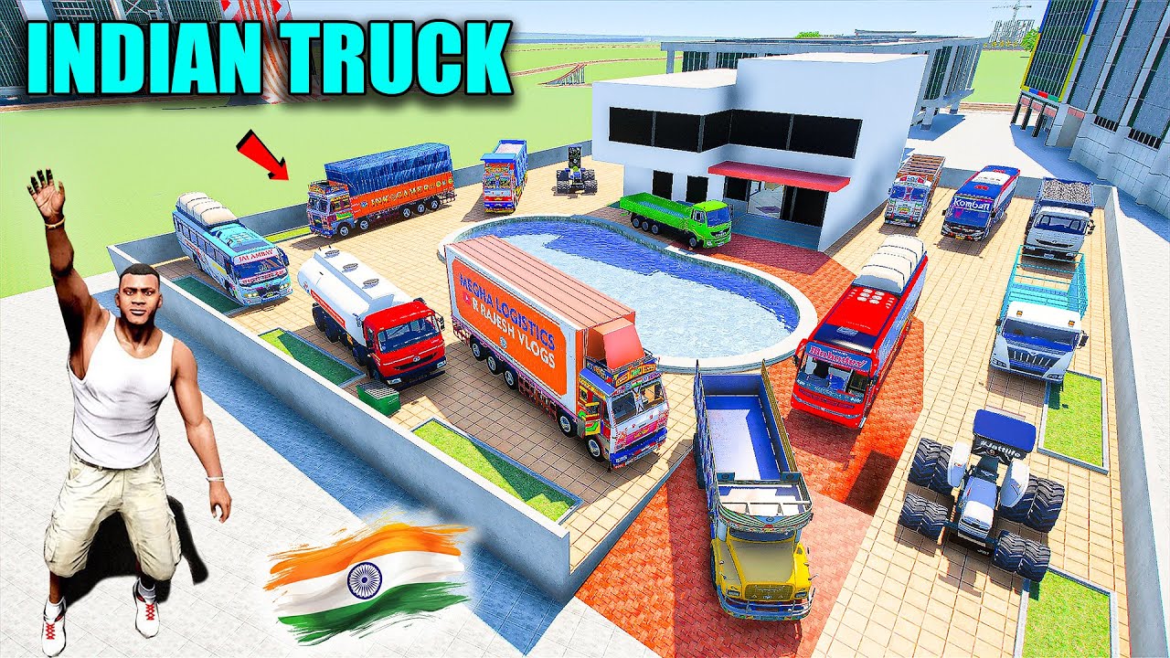 Franklin & Shinchan Collecting Indian Trucks and Bus in Indian Bike Driving 3D