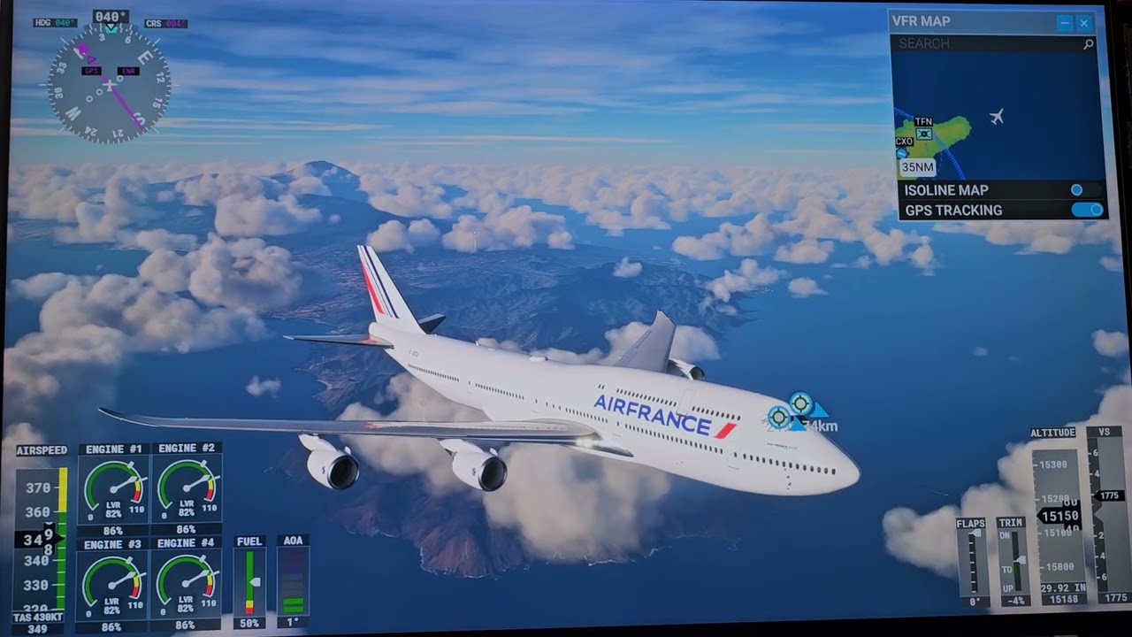 Microsoft Flight Simulator - Tenerife,, Spain to Marseille Provence, France (B747 Air France)
