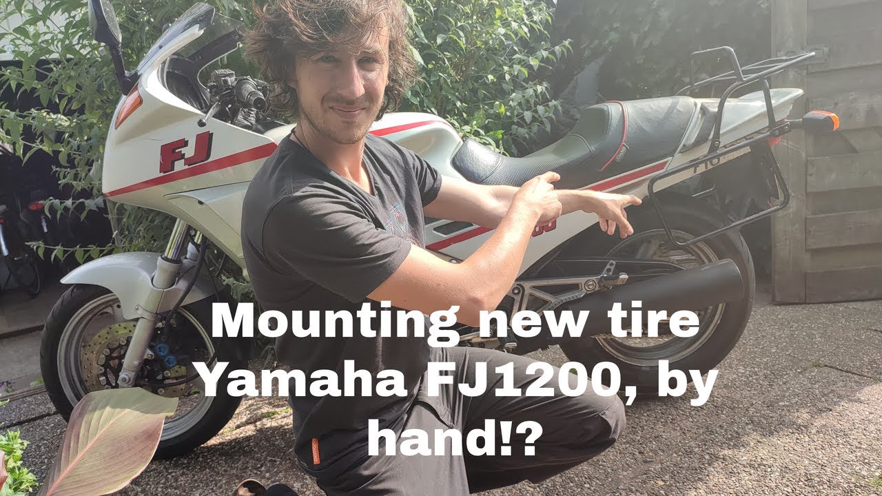 Mounting A NEW TIRE on my Yamaha FJ1200 by HAND HOW TO DO