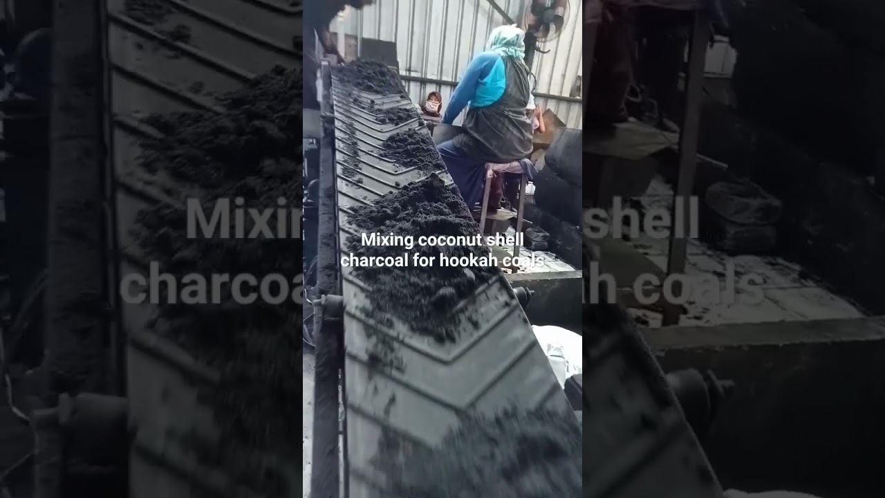 Hookah coals manufacturing process mixing coconut shell charcoal #charcoalbriquettes #hookahshisha