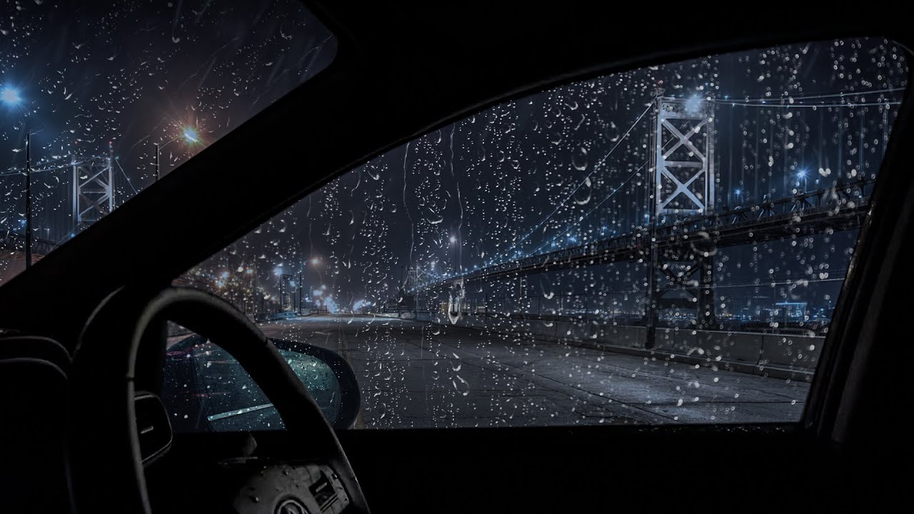 Heavy rain on a car windshield - Relaxing Car Ambiance for Better Sleep and Anxiety Relief