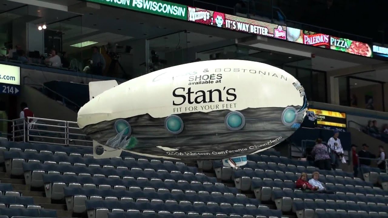 Milwaukee Admirals Palermos Pizza Nylon Blimp in flight