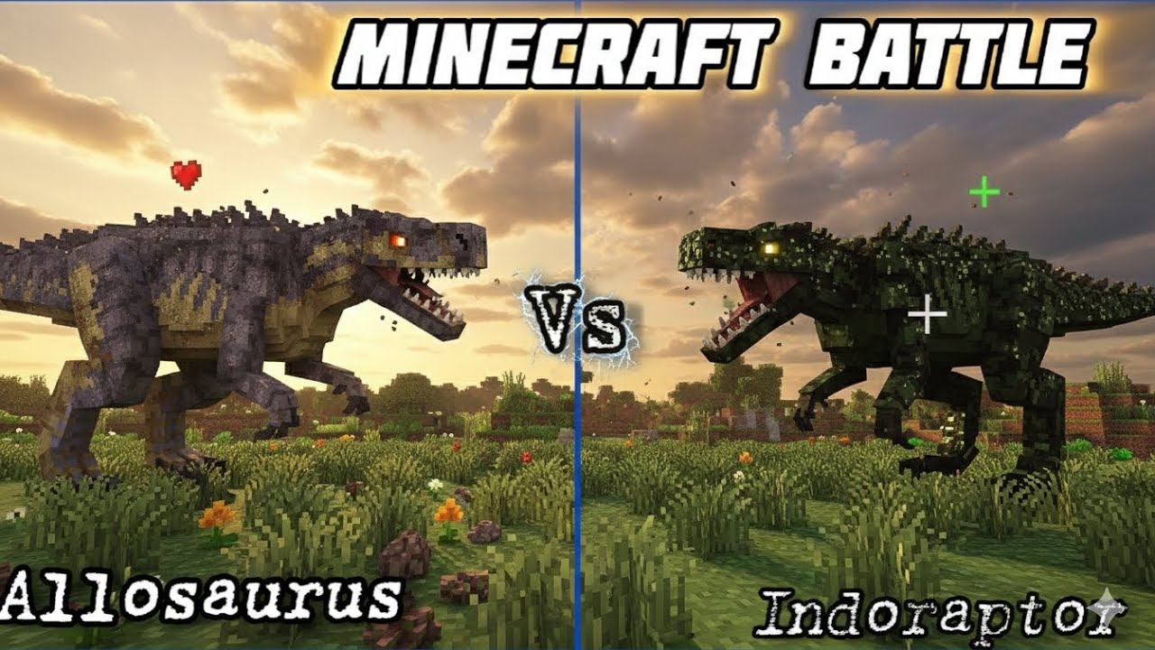  Allosaurus vs INDORAPTOR: The Ultimate Minecraft Bedrock Dinosaur Battle!#minecraft #gaming 