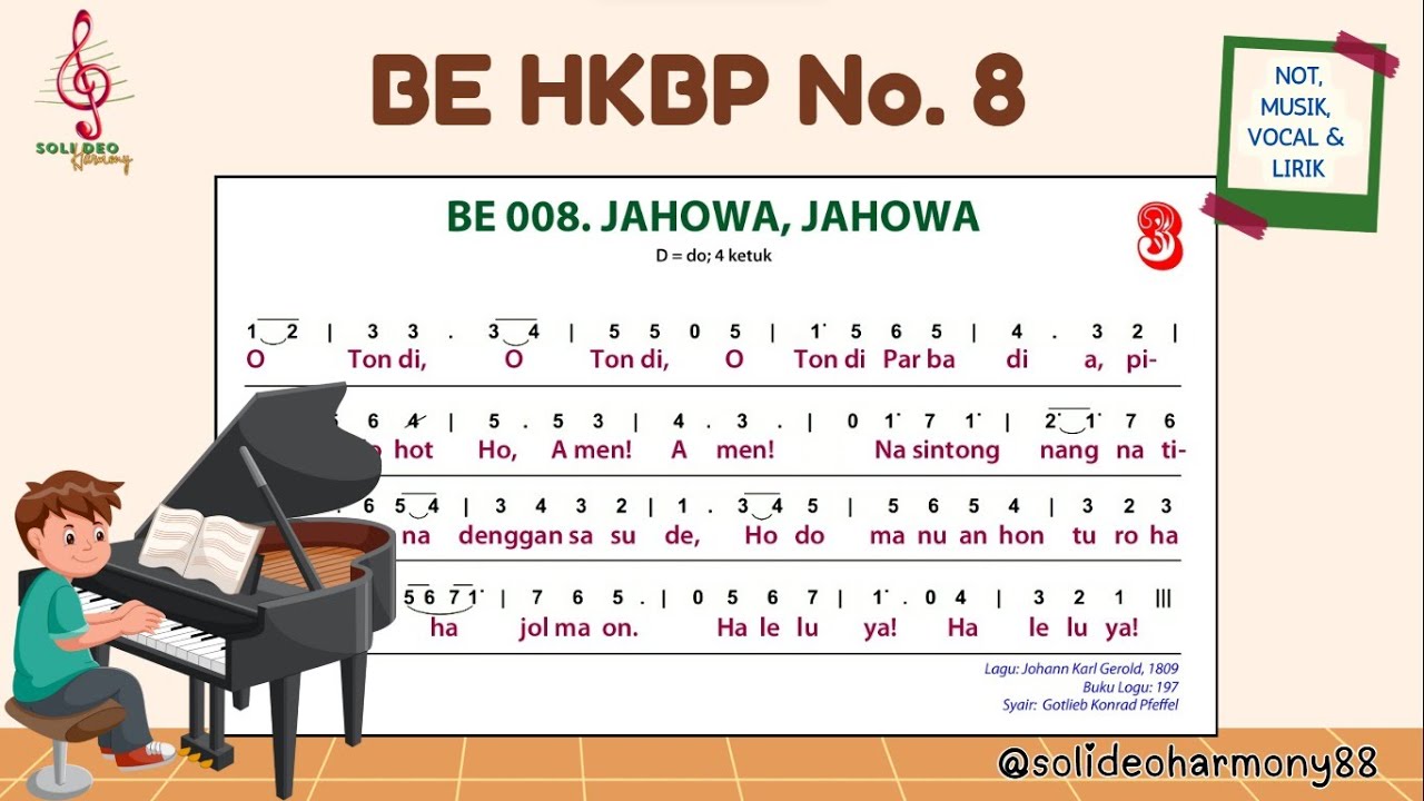 BE 8 | JAHOWA, JAHOWA | Not, Musik, Lirik & Vocal | Buku Ende HKBP Nomor 8