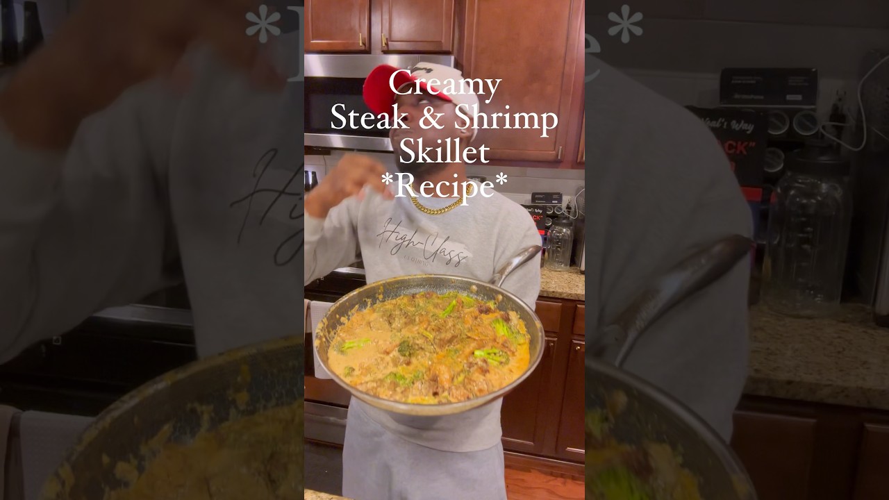 Creamy Steak & Shrimp Skillet in 15 Minutes! (Better Than Takeout) #shorts #SteakAndShrimp