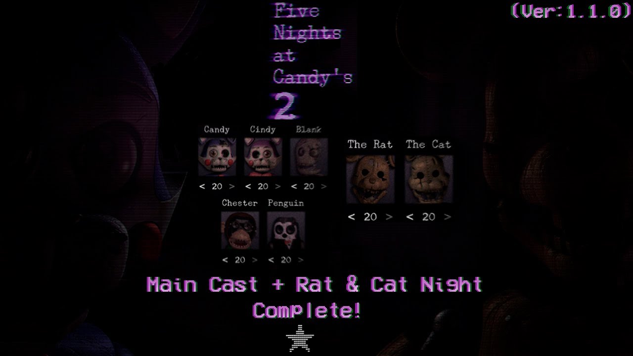 Five Nights at Candy's 2: Sugar Rush (Ver: 1.1.0) | Main Cast + Rat & Cat Night Complete!