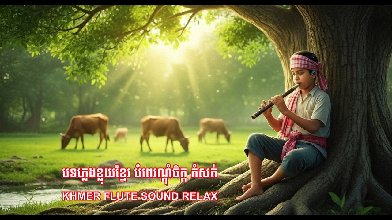 សម្លេងខ្លុយខ្មែររណ្តុំចិត្ត - Khmer flute relaxing sound  good for sleeping and tire or stress