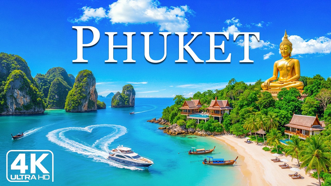 PHUKET 4K DRONE FOOTAGE | Sunlit Andaman Bays and Endless Island Horizons