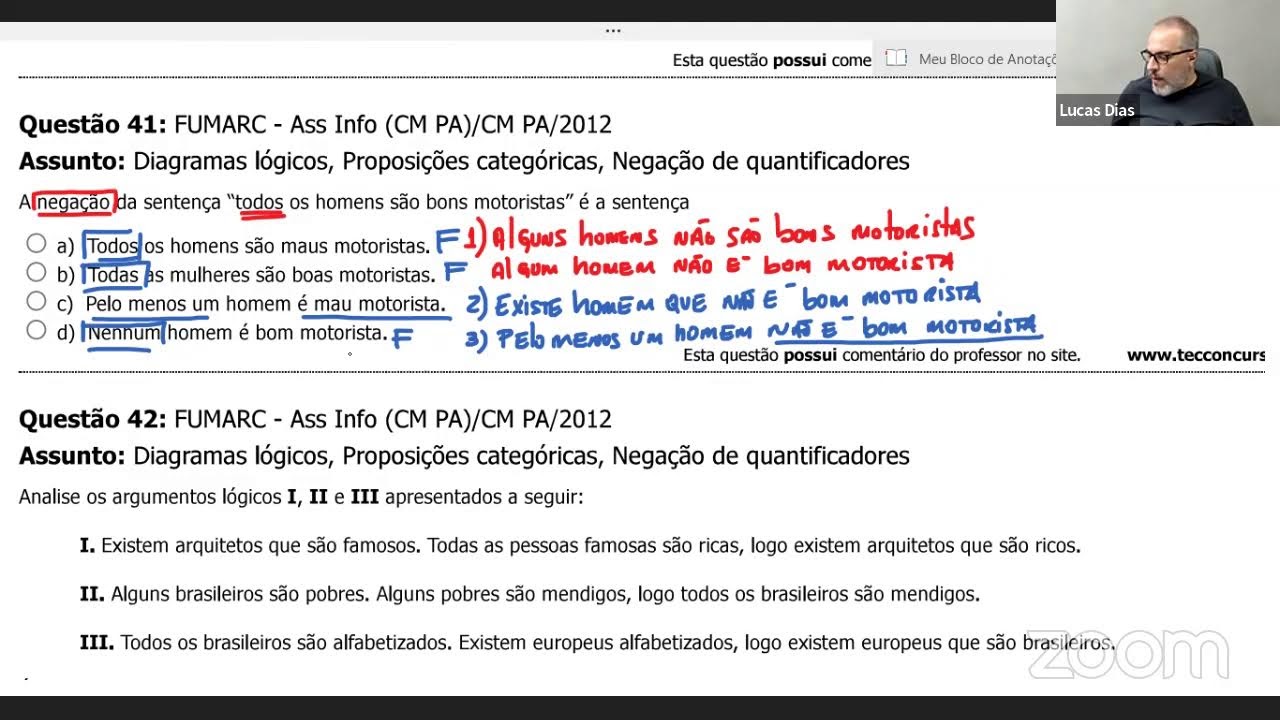 RESOLU&Ccedil;&Atilde;O DE QUEST&Otilde;ES - RACIOC&Iacute;NIO L&Oacute;GICO - BANCA FUMARC