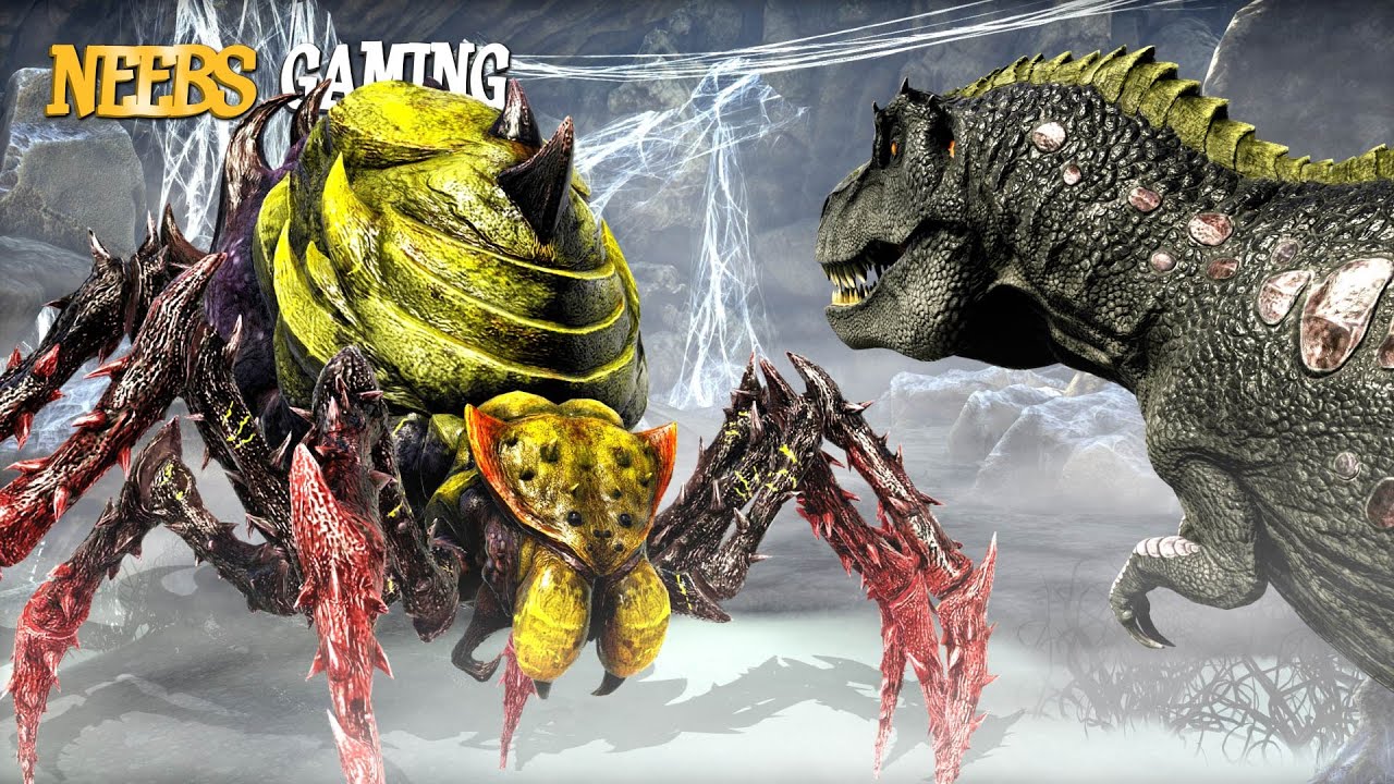 20 T-REX VS 1 GIANT SPIDER!!! - ARK Survival Evolved