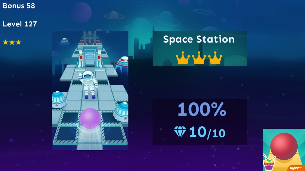 Rolling Sky - Space Station (Bonus 58/Level 127) - 10 Gems - 3 Crowns