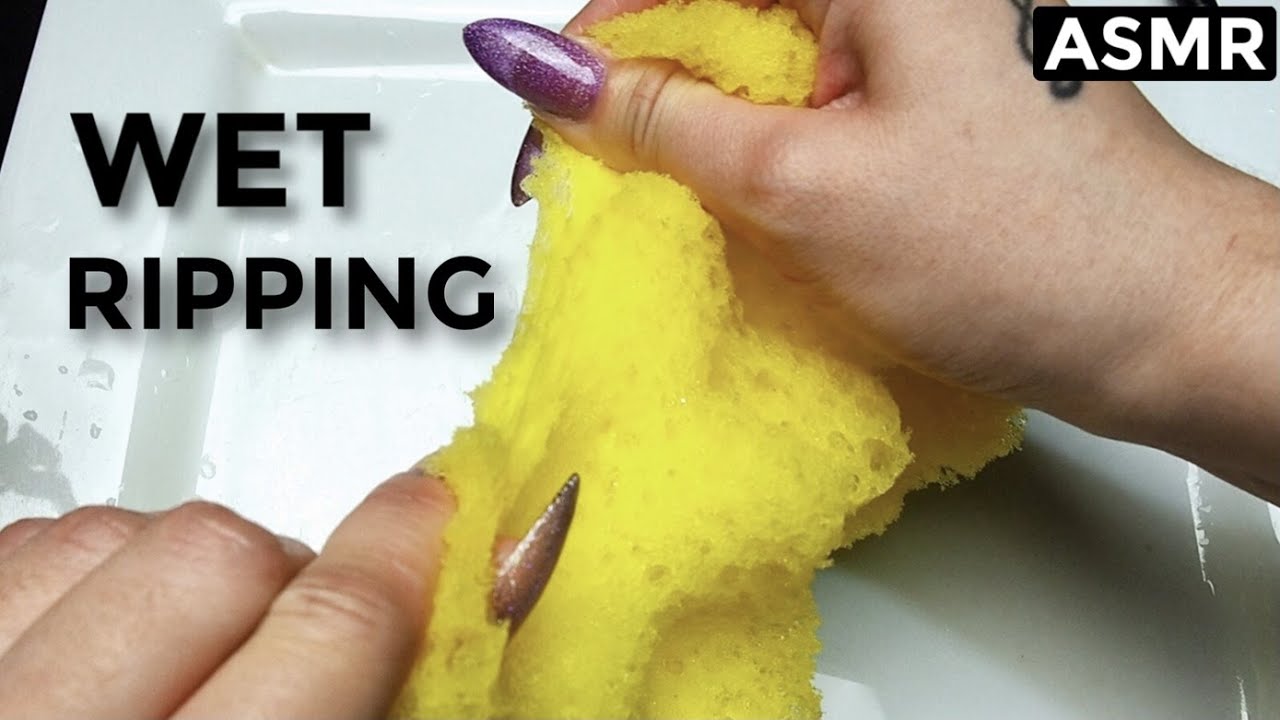 Wet ripping bath sponge ASMR