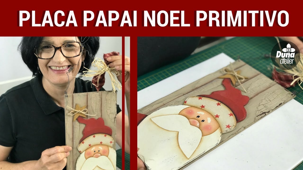 PLACA PAPAI NOEL COUNTRY PRIMITIVO | Pintando Com o ❤ #91 | TÂNIA MARQUATO