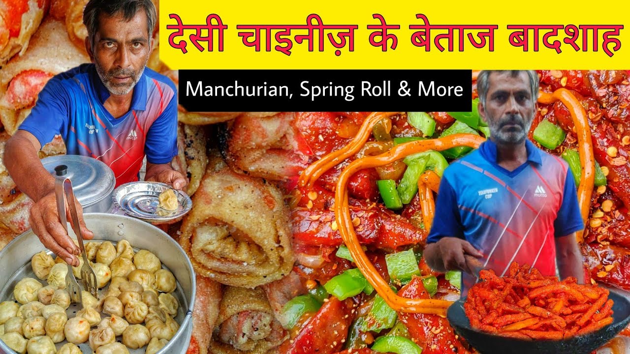 Desi Chinese Gravy Manchurian, Spring Roll, Chilli Potato & More || Delhi Street Food