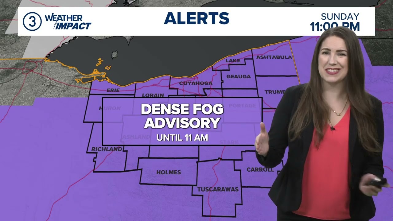 Cleveland area weather forecast: Foggy overnight and Monday morning, warming trend continues