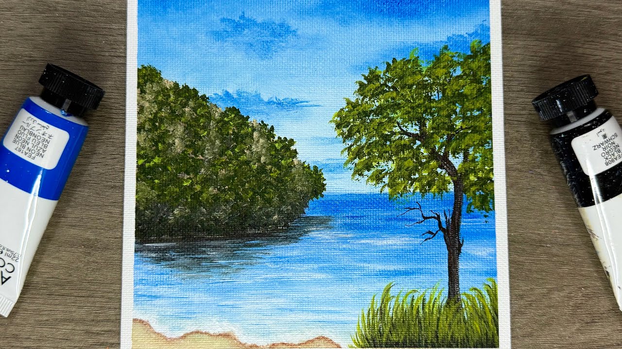 Painting Beautiful Seascape / Acrylic Painting for Beginners