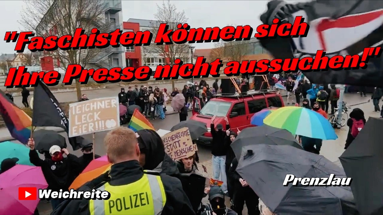 Antifa Gegendemo & Polizei - AfD Landesparteitag Prenzlau 14.3.26 