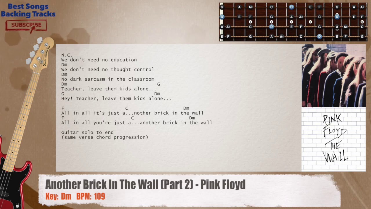 🎻 Another Brick In The Wall (Part 2) - Pink Floyd Bass Backing Track with chords and lyrics